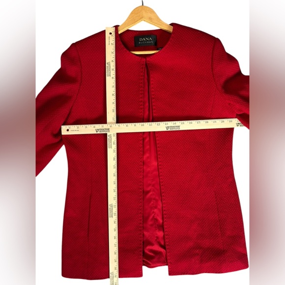 Dana Buchman Women’s 100% Wool Dark Cherry Red Hook Top Jacket Blazer Size 14 - Picture 3 of 5